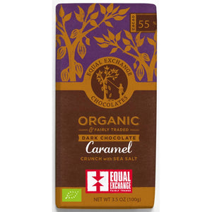 Equal Exchange Chocolates Organic Fairly Traded Dark Chocolate Caramel Crunchy With Sea Salt 100g