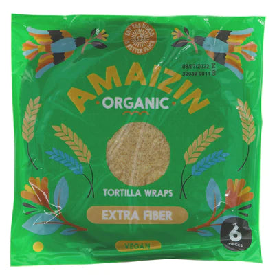 Amaizin Organic Tortilla Wraps Extra Fibre Vegan 6 Pieces