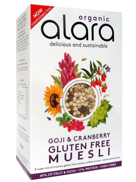 Organic Alara Delicious Sustainable Goji & Cranberry Gluten Free Muesli  450g