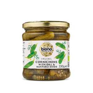 Biona organics cornichons with dill and mustard seeds 330g