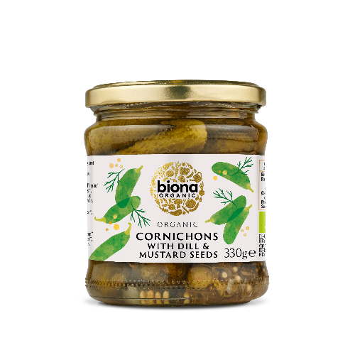 Biona organics cornichons with dill and mustard seeds 330g